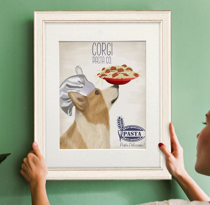 Corgi Tan White Pasta Cream, Dog Art Print, Wall art | Print 14x11inch