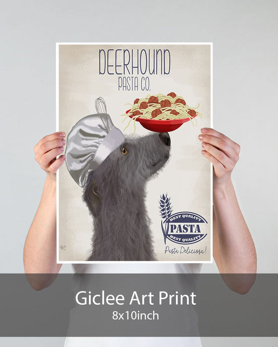 Deerhound Pasta Cream, Dog Art Print, Wall art | Print 18x24inch