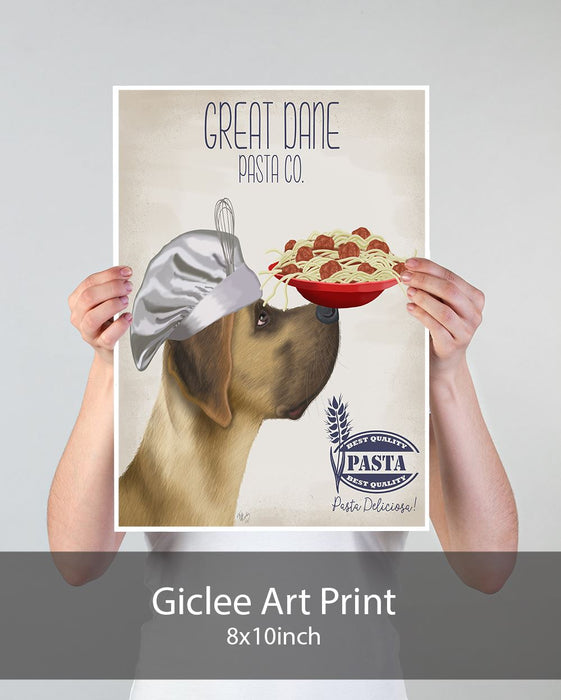 Great Dane Fawn Pasta Cream, Dog Art Print, Wall art | Print 18x24inch