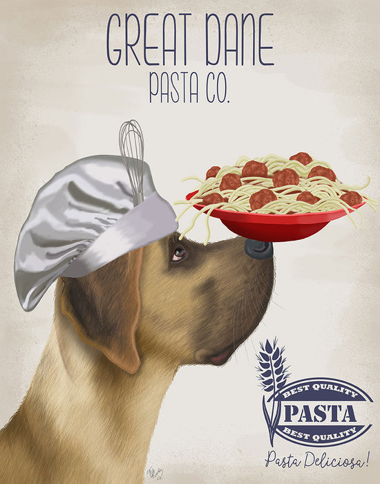 Great Dane Fawn Pasta Cream, Dog Art Print, Wall art | FabFunky