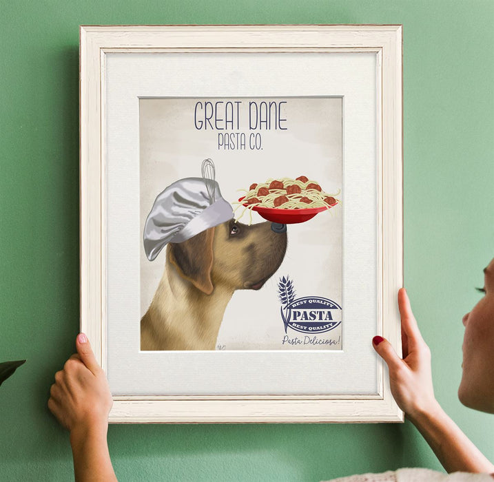 Great Dane Fawn Pasta Cream, Dog Art Print, Wall art | Print 14x11inch
