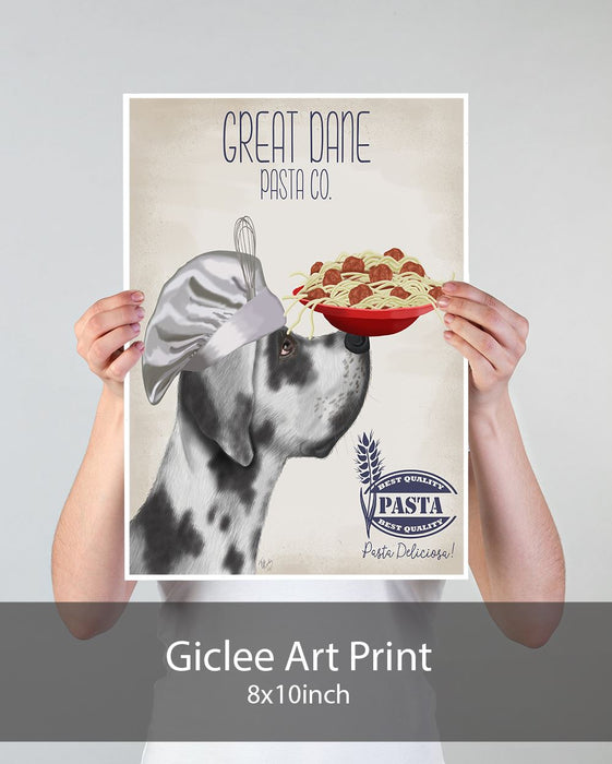 Great Dane Harlequin Pasta Cream, Dog Art Print, Wall art | Print 18x24inch
