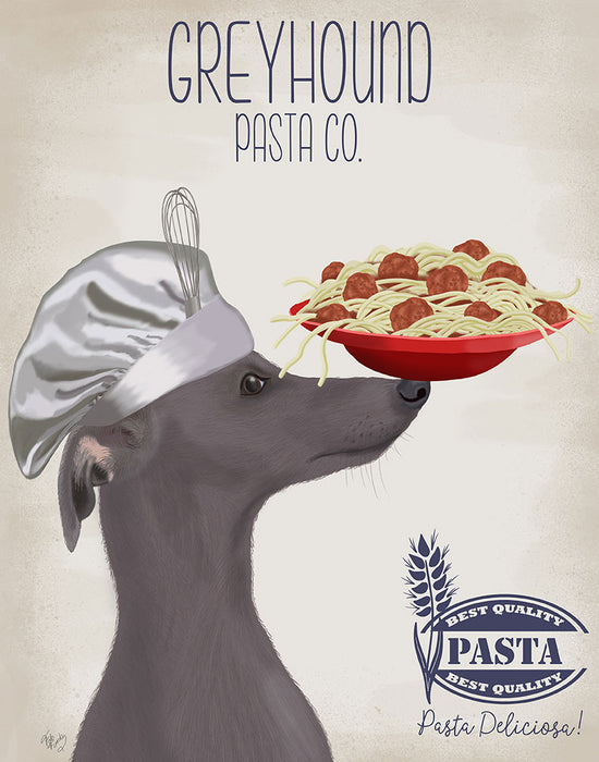 Greyhound Blue Grey Pasta Cream, Dog Art Print, Wall art | FabFunky