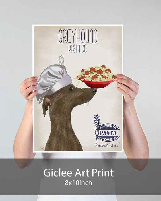 Greyhound Brindle Pasta Cream, Dog Art Print, Wall art | Print 18x24inch