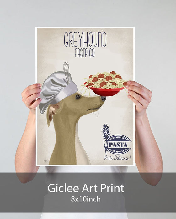 Greyhound Fawn Pasta Cream, Dog Art Print, Wall art | Print 18x24inch