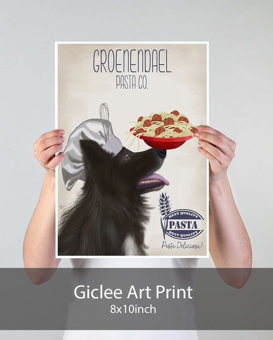 Groenendael Pasta Cream, Dog Art Print, Wall art | Print 18x24inch