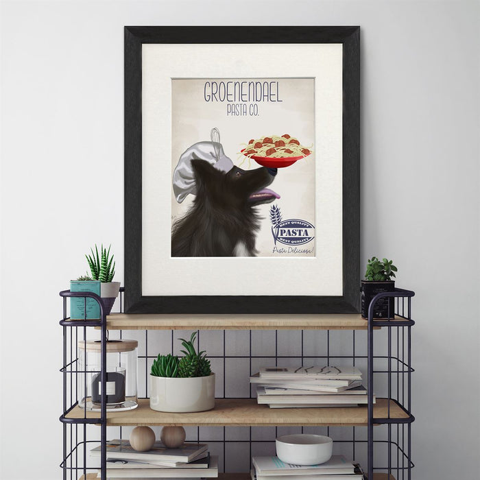 Groenendael Pasta Cream, Dog Art Print, Wall art | Print 14x11inch