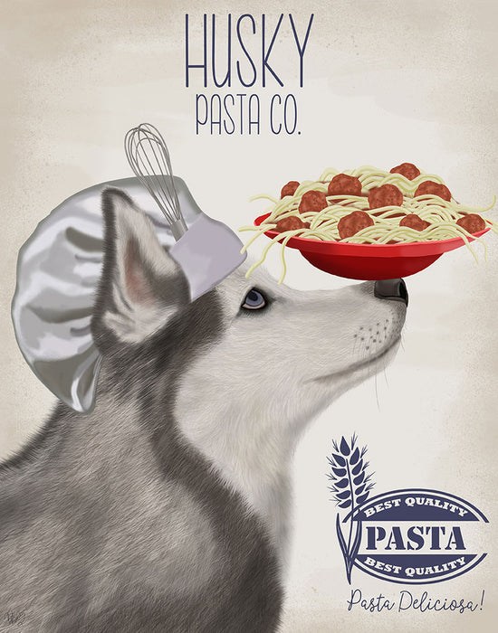 Husky Pasta Cream, Dog Art Print, Wall art | FabFunky