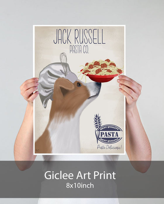 Jack Russell Pasta Cream, Dog Art Print, Wall art | Print 18x24inch
