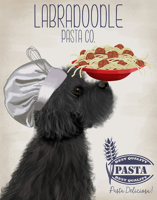 Labradoodle Black Pasta Cream, Dog Art Print, Wall art | FabFunky