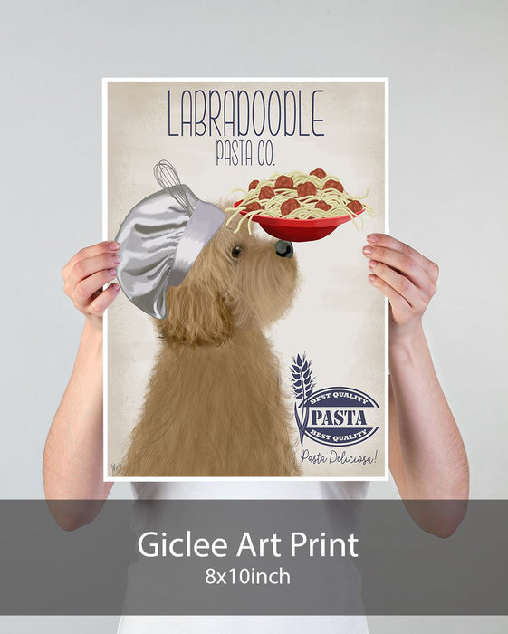 Labradoodle Gold Pasta Cream, Dog Art Print, Wall art | Print 18x24inch