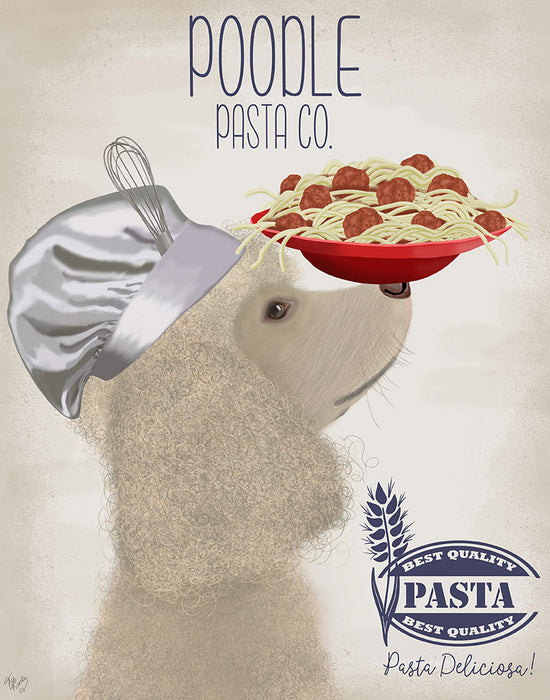Poodle White Pasta Cream, Dog Art Print, Wall art | FabFunky
