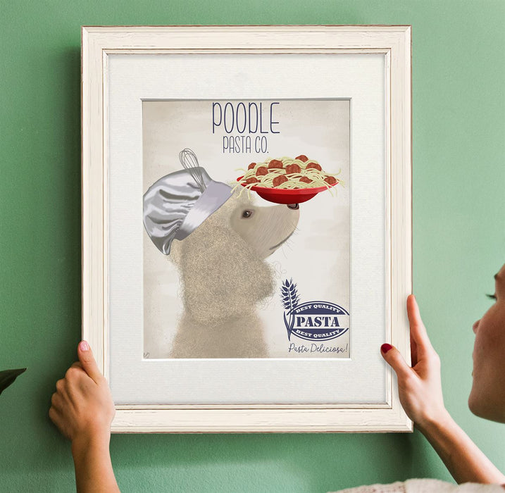 Poodle White Pasta Cream, Dog Art Print, Wall art | Print 14x11inch