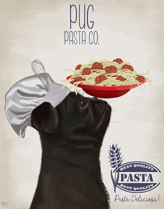 Pug Black Pasta Cream, Dog Art Print, Wall art | FabFunky