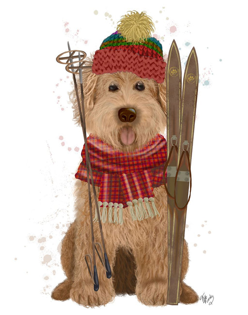 Goldendoodle Ski Dog, Art Print, Wall Art | FabFunky