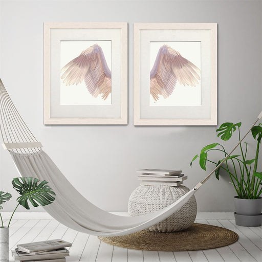 Angel Wings Collection Diptych Pink on Cream Art Print | FabFunky
