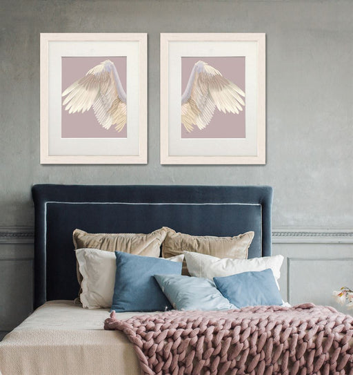 Angel Wings Collection Diptych Cream on Pink Art Print | FabFunky