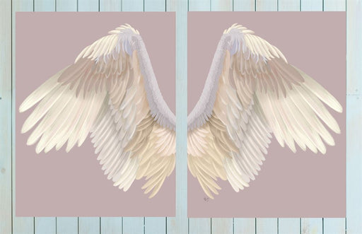 Angel Wings Collection Diptych Cream on Pink Art Print | FabFunky