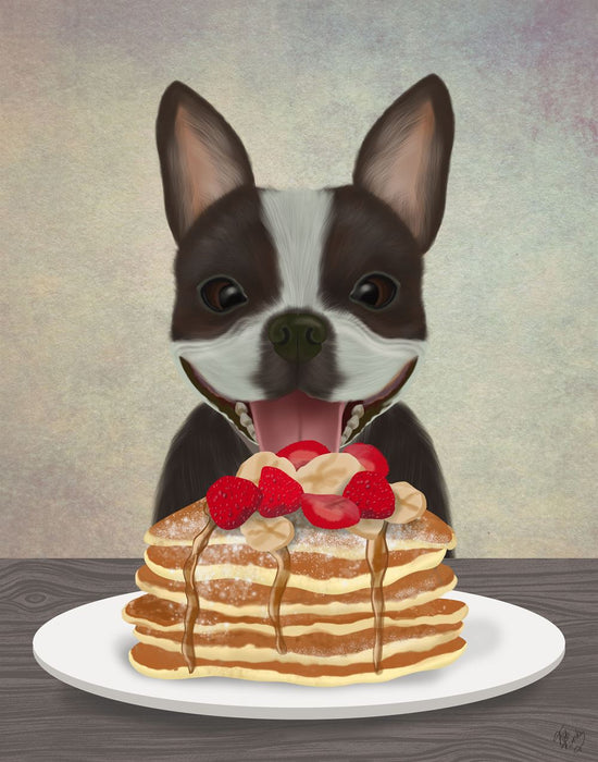 Boston Terrier Pancakes, Dog Art Print, Wall Art | FabFunky
