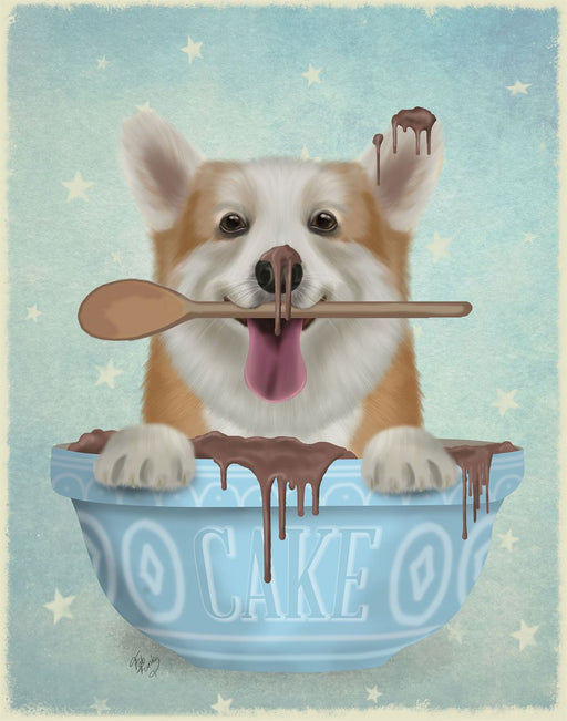 Corgi Cake Bowl, Dog Art Print, Wall Art | FabFunky