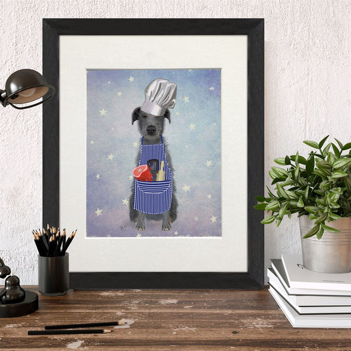 Deerhound Chef, Dog Art Print, Wall Art | Print 24x36inch