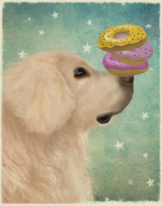 Golden Retriever Donuts, Dog Art Print, Wall Art | FabFunky