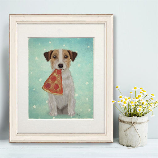 Jack Russell Pizza, Dog Art Print, Wall Art | Canvas 18x24inch