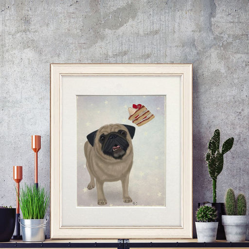 Pug Cake Catch, Dog Art Print, Wall Art | Print 14x11inch
