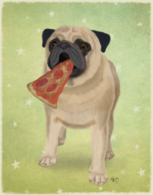 Pug Pizza 1, Dog Art Print, Wall Art | FabFunky