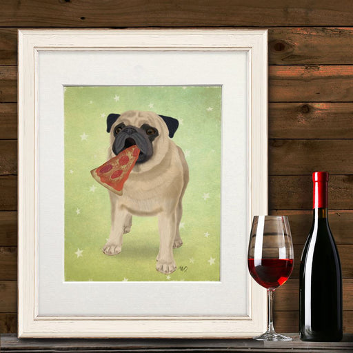 Pug Pizza 1, Dog Art Print, Wall Art | Print 18x24inch