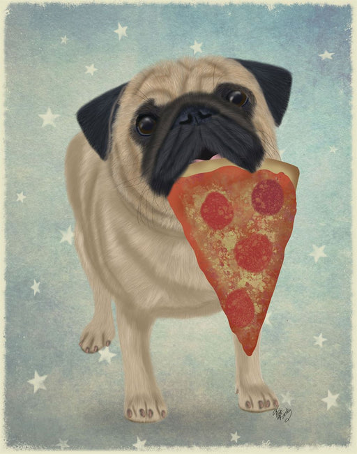 Pug Pizza 2, Dog Art Print, Wall Art | FabFunky