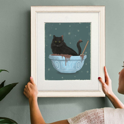 Black Cat Mixing Bowl, Art Print, Wall Art | Canvas 18x24inch
