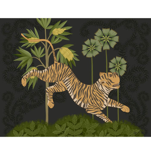 Leaping Tiger, Charcoal, Animalia , Art Print, Wall Art | FabFunky