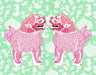 Foo Dog Twins Pink and Green Chinoiserie Art Print | FabFunky