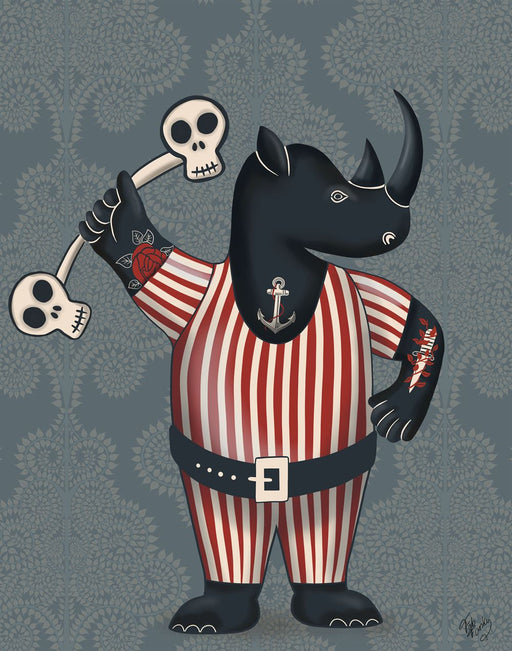 Rhino Strongman, Art Print, Wall Art | FabFunky