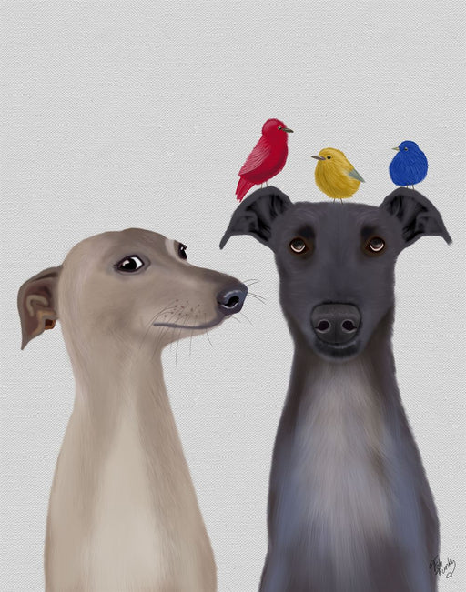 Greyhounds and Birds, Art Print, Wall Art | FabFunky