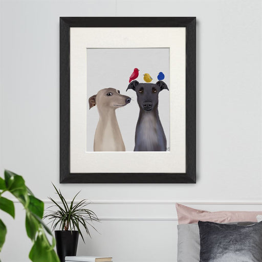 Greyhounds and Birds, Art Print, Wall Art | Canvas 28x40inch