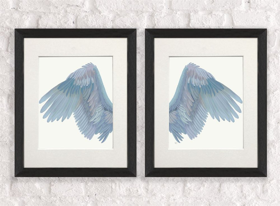 Angel Wings Collection Diptych Blue on Cream Art Print | FabFunky