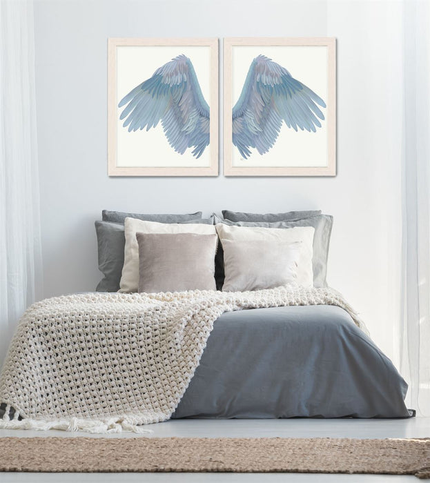 Angel Wings Collection Diptych Blue on Cream Art Print | FabFunky