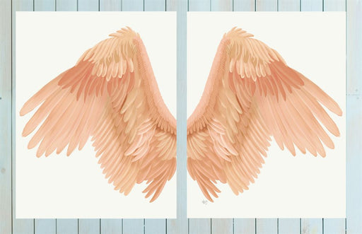 Angel Wings Collection Diptych Peach on Cream Art Print | FabFunky