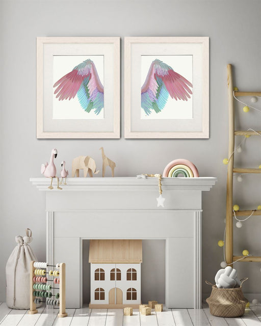 Angel Wings Collection Diptych Multicoloured on Cream Art Print | FabFunky