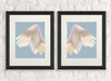Angel Wings Collection Diptych Cream on Blue Art Print | FabFunky