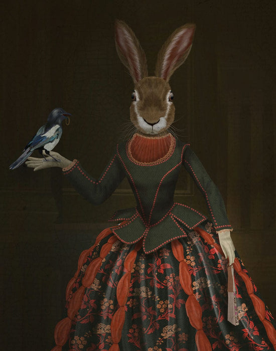 Portia Honeysuckle Hare and Magpie Limited Edition, Fine Art Print | FabFunky