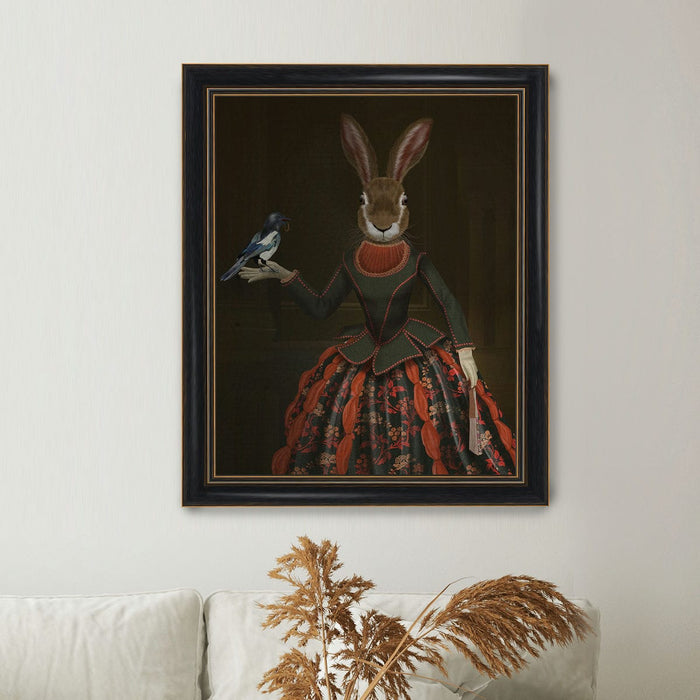 Portia Honeysuckle Hare and Magpie Limited Edition, Fine Art Print | Ltd Ed Print 18x24inch