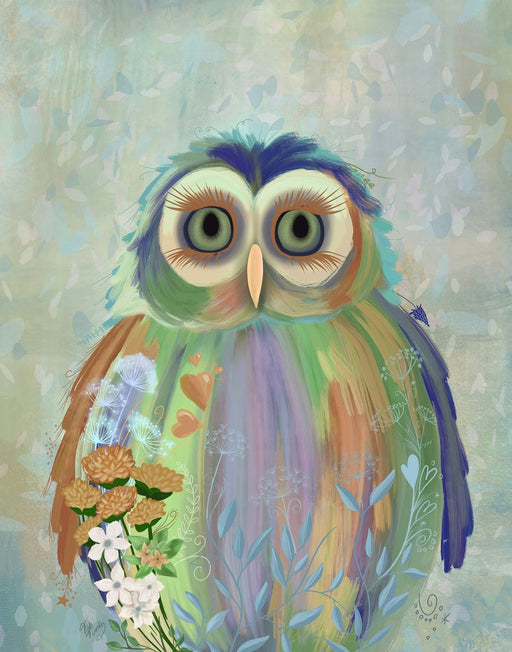 Fantastic Florals Owl, Art Print, Canvas, Wall Art | FabFunky