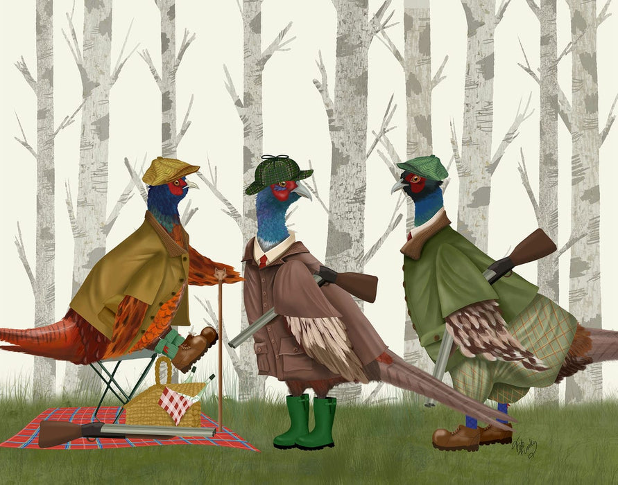 Pheasant Shooting Party Group 1, Art Print, Canvas, Wall Art | FabFunky