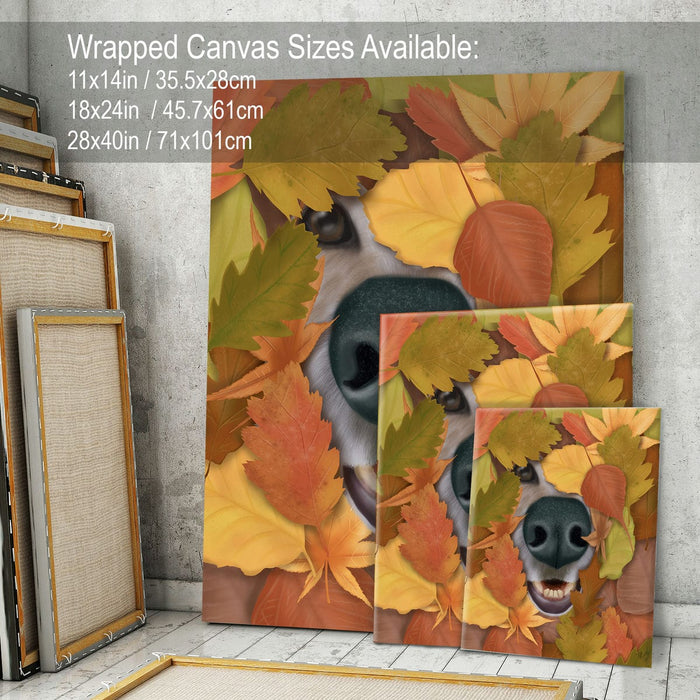 Dog Sniffing Out Autumn, Art Print, Canvas, Wall Art | Canvas 11x14inch