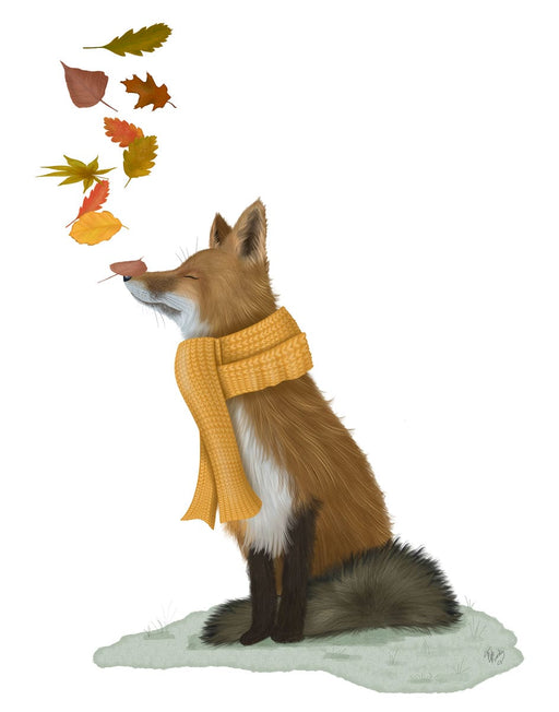 Fox Leaves on Nose, Art Print, Canvas, Wall Art | FabFunky
