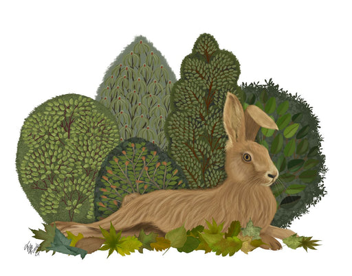 Hare Reclining in Leaves, Art Print, Canvas, Wall Art | FabFunky