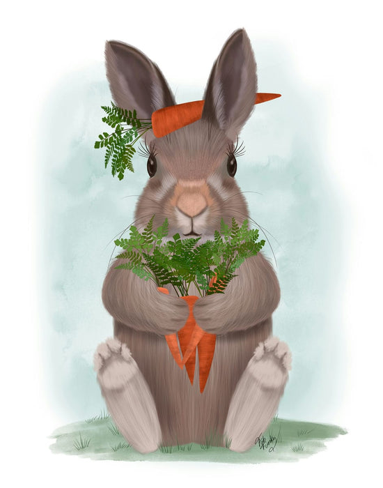 Rabbit Carrot Hug, Art Print, Canvas, Wall Art | FabFunky